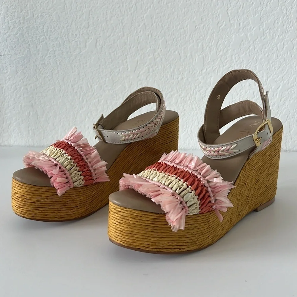 NWOB DIBA True‎ Muddie Water Platform Raffia Sandals Size 9